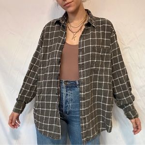 oversized plaid button up shirt urban outfitters casual boho grunge top
